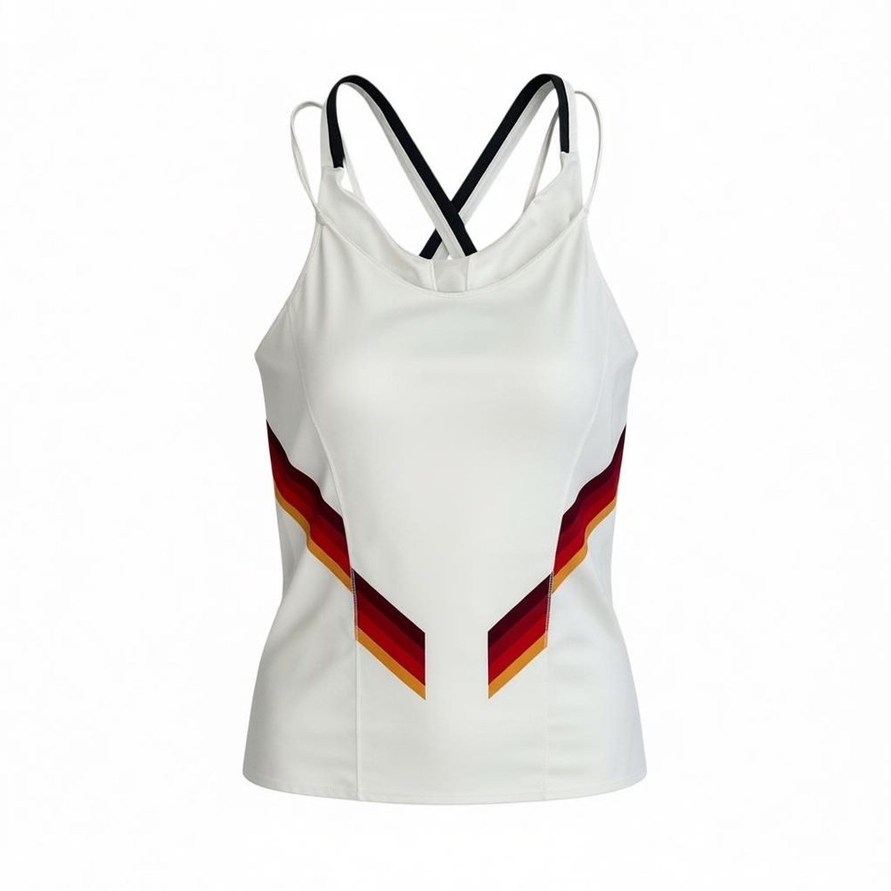 Lucky in Love White Tank Top with Red and Orange Accents